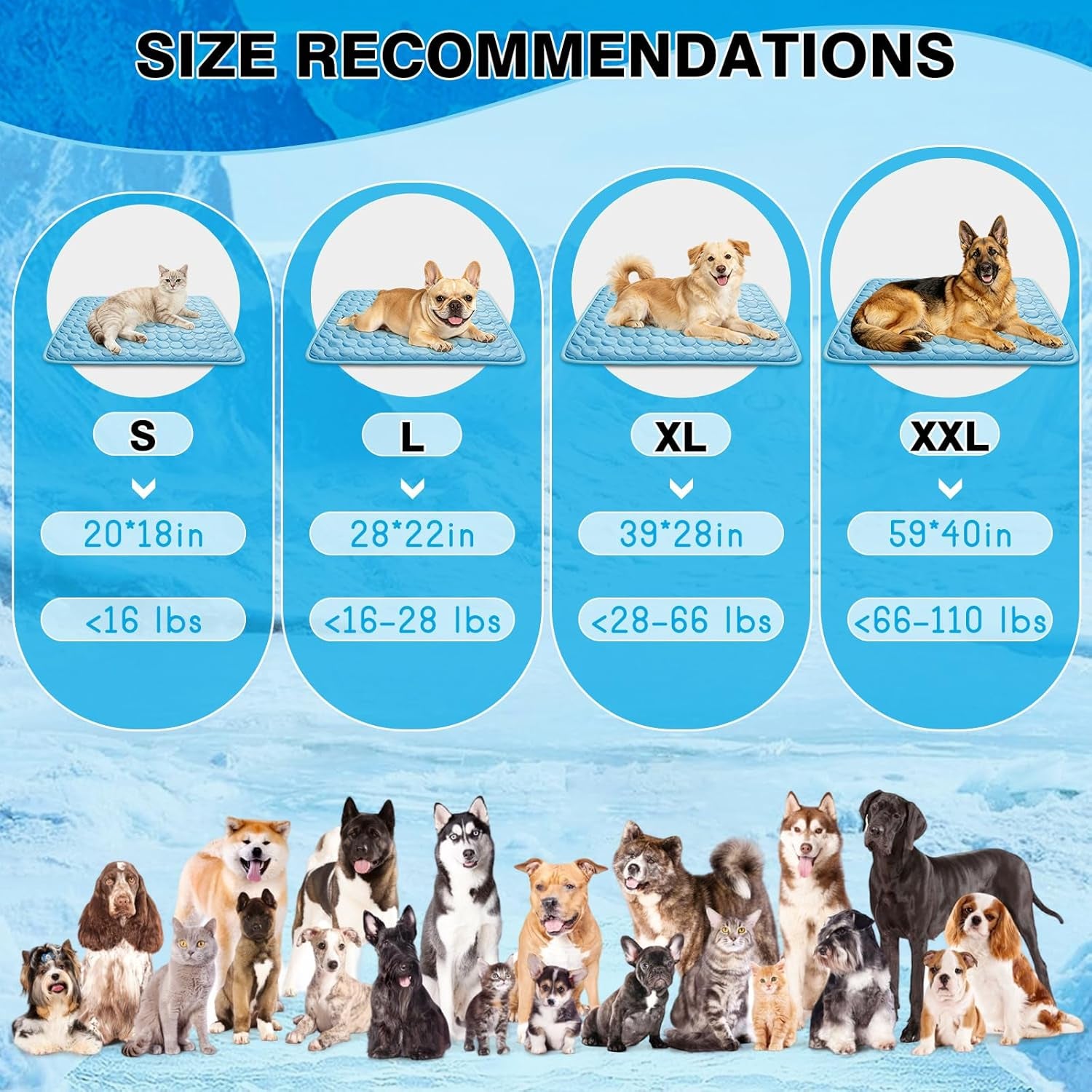 Dog Cooling Mat, Q-Max>0.4 Pet Dog Self Cool Pad, Ice Silk Washable Summer Cooled Mat for Dogs Cats, Kennels, Crates and Beds