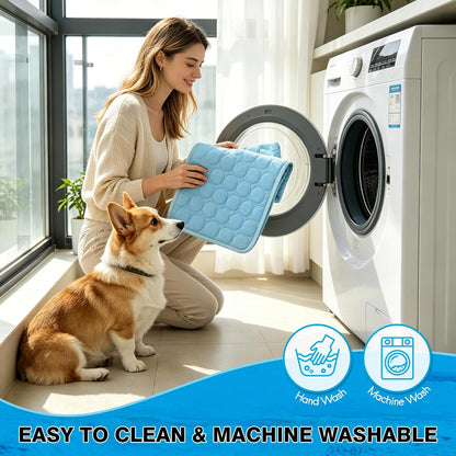 Dog Cooling Mat, Q-Max>0.4 Pet Dog Self Cool Pad, Ice Silk Washable Summer Cooled Mat for Dogs Cats, Kennels, Crates and Beds